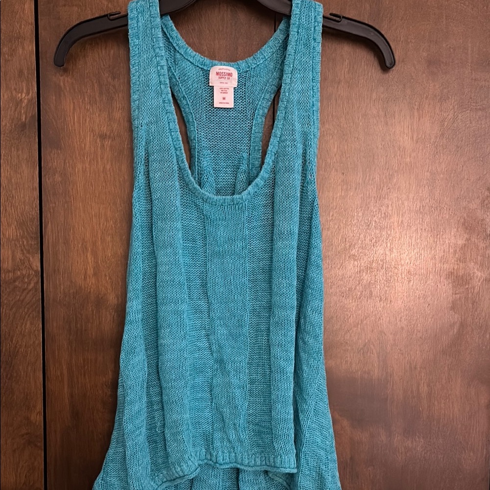 Mossimo Supply Co. Blue Asymmetrical Sleeveless Tank